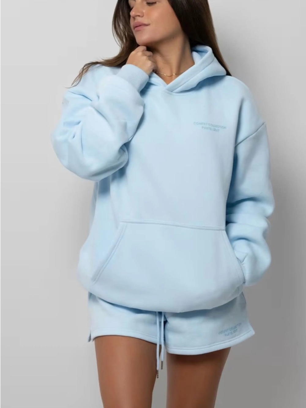 Comfrt Limited Edition Pastel Blue Oversized Comfy Hoodie XS